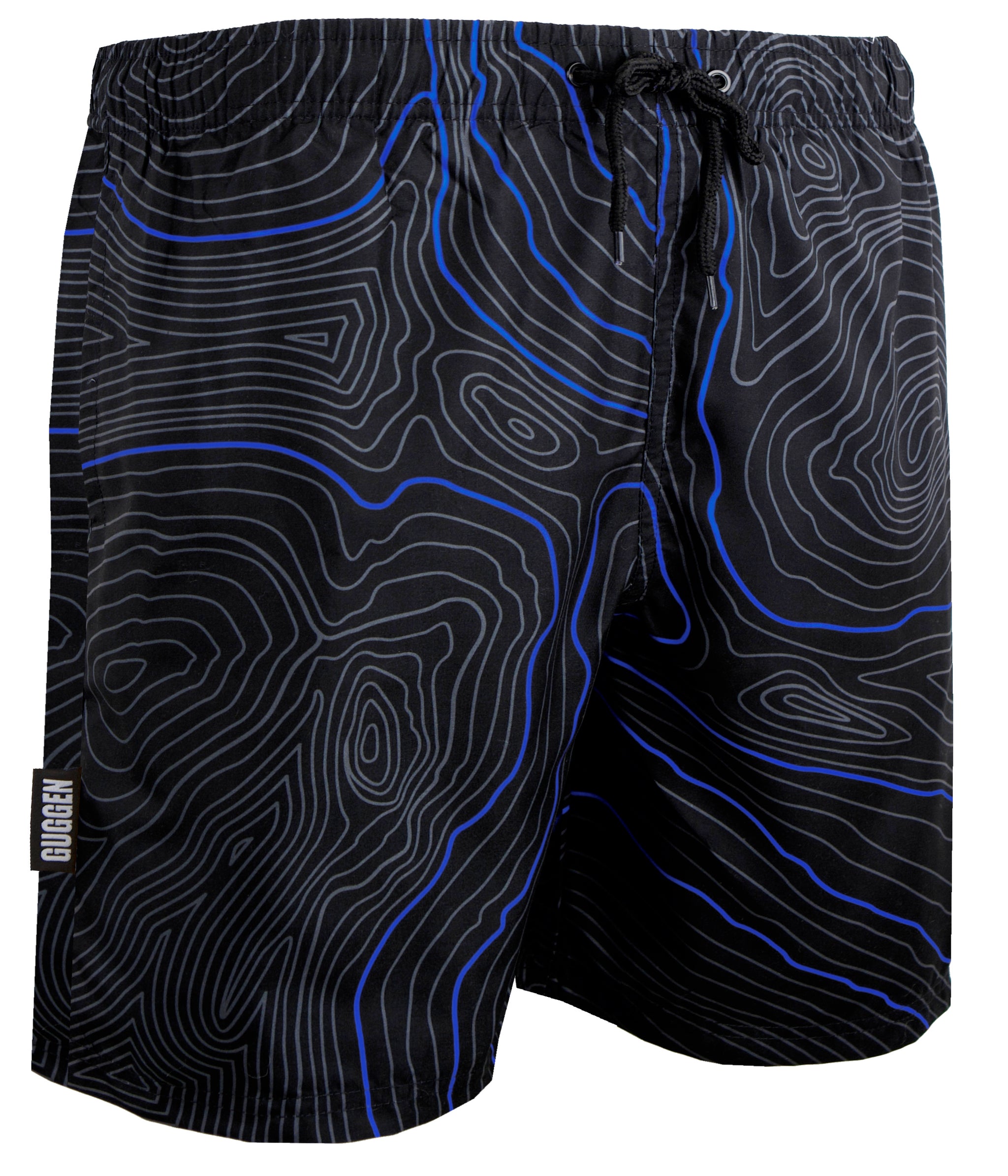 GUGGEN Herren Badehose Kurz – Eng Anliegend, Schnelltrocknend, In Rot/blau/orange/schwarz Gestreift
